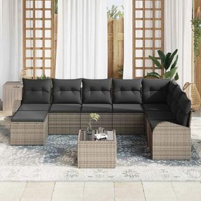 Conjunto de Sofá de Jardim com 8 Peças em Cinza Rattan Sintético
