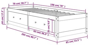 Sofá-cama 80x200 cm madeira de pinho maciça castanho cera