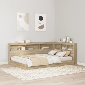Cama com Estante Carvalho Sonoma 120x190 cm Madeira Engineered.