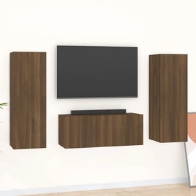 vidaXL Conjunto móveis de TV 3pcs madeira processada carvalho castanho