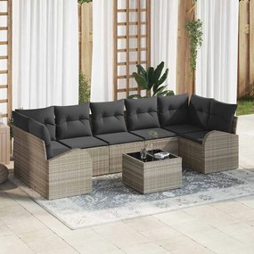 Conjunto de Sofá de Jardim vidaXL de 8 Peças com Almofadas Cinzento Claro Rattan
