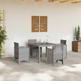 Conjunto de Jantar de Jardim 5 pcs Cinzento-claro Rattan / Vime