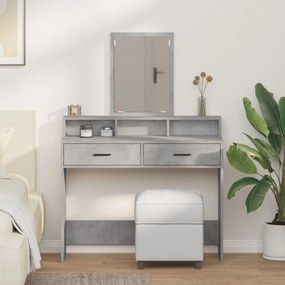 Mesa de maquilhagem vidaXL com gavetas Cinzento Concreto 100x41x140 cm