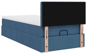 Cama otomana com colchão 100x200 cm tecido azul