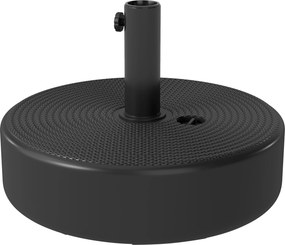 Base para guarda-sol Ø 45 x 30,5 cm de exterior. Pode ser enchida com até 19 kg de areia ou 15 kg de água, preta