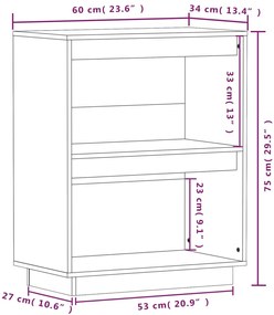 Armário consola 60x34x75 cm pinho maciço branco