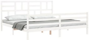 Estrutura de cama com cabeceira 200x200cm madeira maciça branco