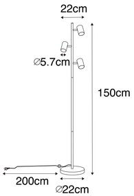 Smart vloerlamp zwart 3-lichts incl. 3 Wifi GU10 50mm - Jeana