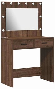 Mesa de Maquiagem vidaXL com Luzes LED Castanho Carvalho 78,5x41x135 c