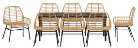 Conjunto de Jantar de Jardim com 9 Peças em Rattan Sintético Marrom