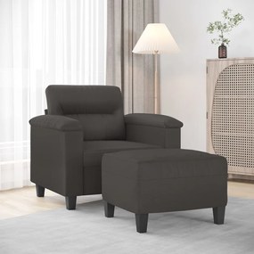 vidaXL Poltrona com apoio de pés couro artificial 60 cm cinzento