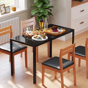 Mesa Sala de Jantar de Cristal Mesa Retangular para 4-6 pessoas (CADEIRAS NÃO INCLUIDAS) com Pés de Metal Multifuncional 120x60x75 cm Preto