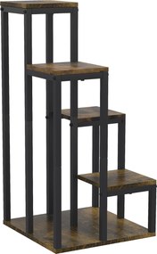 Suporte para plantas com prateleiras para flores, 4 prateleiras de alturas diferentes, estrutura em aço 40 x 40 x 81 cm, preto