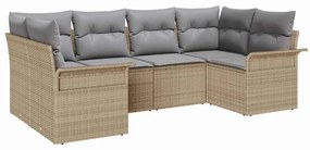 Conjunto de Sofá de Jardim VidaXL 6 Peças com Almofadas Bege Rattan de