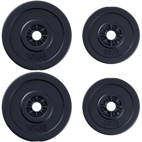 HOMCOM Conjunto de 4 discos de peso de 5 kg e 10 kg com orifício de Ø2