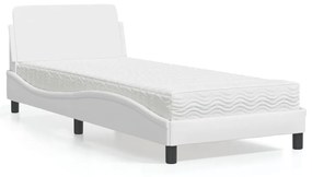 Cama com colchão 80x200 cm couro artificial branco