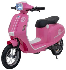Vespa elétrica para Crianças 24V Retro Scooter 23, Rodas AR assento couro ecológico Rosa