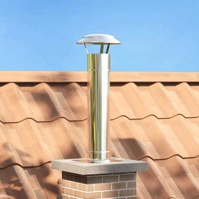 vidaXL Extensão de Chaminé Prateado 25 x 25 x 82 cm Aço inoxidável
