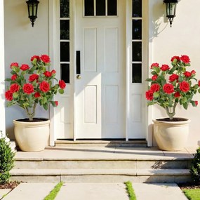 Plantas artificiais decorativas de 80 cm (VASOS NÃO INCLUIDOS), 2 ramos de rosas de seda com suportes, 186 folhas e 18 flores, para interior e exterio