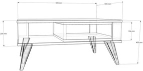Mesa de Centro Ionis – Carvalho Branco – 90 x 40 x 60 cm