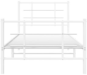 Estrutura de cama com cabeceira e pés 90x190 cm metal branco