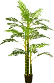 HOMCOM Planta Artificial Palmeira Areca com Vaso e 30 Folhas Decoração para Interior e Exterior Ø19,5x190 cm Verde | Aosom Portugal