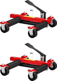 Conjunto de 2 Carrinhos de Movimentação de Veículos, 56 x 54 x 19,5 cm, Capacidade de 680 kg, Preto