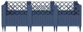 Vaso/floreira de jardim c/ estacas 123,5x43,5x43,5 cm PP cinzento azul