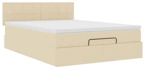Cama otomana com colchão 140x200 cm tecido creme