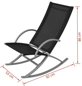 Cadeiras de baloiço jardim 2 pcs aço e textilene preto