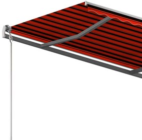 Toldo retrátil automático com postes 3x2,5 m laranja e castanho