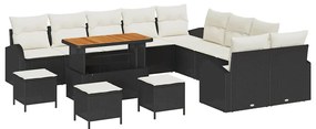 Conjunto de Sofá de Jardim vidaXL de 14 Peças com Almofadas Preto Ratt
