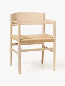 Cadeira com braços em madeira com assento entrançado Nestor