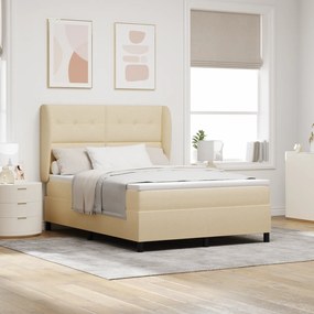 Cama Box Spring vidaXL com Colchão - Creme, 140x200 cm, Tecido