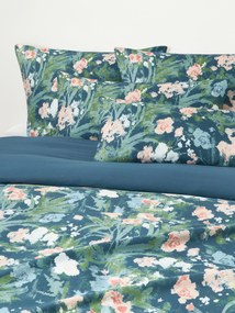 Capa de edredão em cetim de algodão com padrão floral Anthea