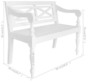 Banco Batávia 98 cm madeira maciça de mogno branco