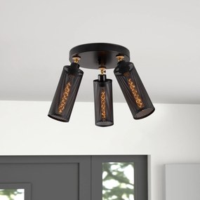 Candeeiro de Teto Amasra – Preto e Dourado – 52 cm