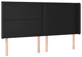 Cabeceira cama c/ LED couro artificial 203x16x118/128 cm preto