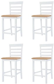 Mesa e cadeiras de bar 5 pcs madeira maciça castanho e branco