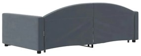 Sofá-cama c/ gavetão e gavetas 90x200 cm veludo cinzento-escuro