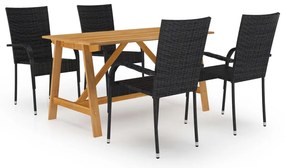 5 pcs conjunto de jantar para jardim preto