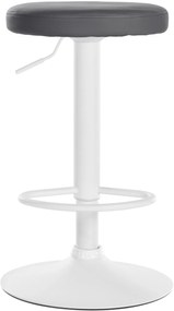 Banco de bar Ponte em couro sintético e com estrutura branca 38,5 x 60-81 x 38,5 cm Cinzento