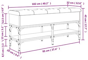 Banco sapateira 102x32x45 cm derivados madeira carvalho fumado