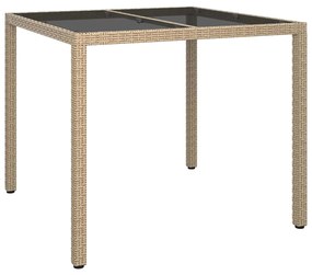 Mesa de Jantar de Jardim Bege 90x90x75 cm Rattan Poli