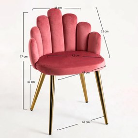 Cadeira Hand Gold Veludo - Rosa
