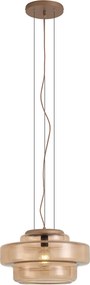 Candeeiro Suspenso Retro Bronze Escuro com Vidro Âmbar - Barb