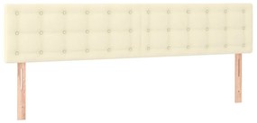 Cabeceira de cama c/ LED 160x5x78/88 cm couro artificial creme