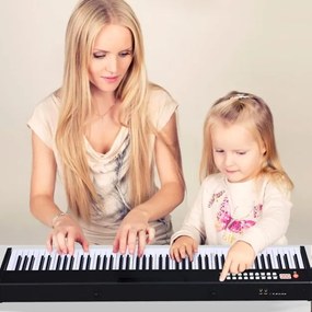 Piano digital de 88 teclas com função Bluetooth Piano eletrónico para principiantes com pedal de sustain 127 x 21,5 x 6,5 cm Preto