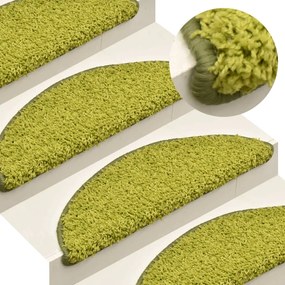 vidaXL Tapete/carpete para degraus 15 pcs 65x21x4 cm verde