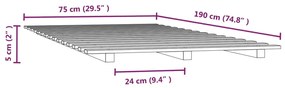 Estrutura de cama 75x190 cm madeira de pinho maciça